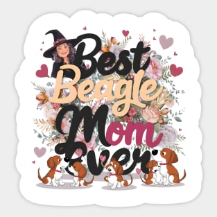 Best Beagle Mom Ever Distressed  dog mom funny Sticker